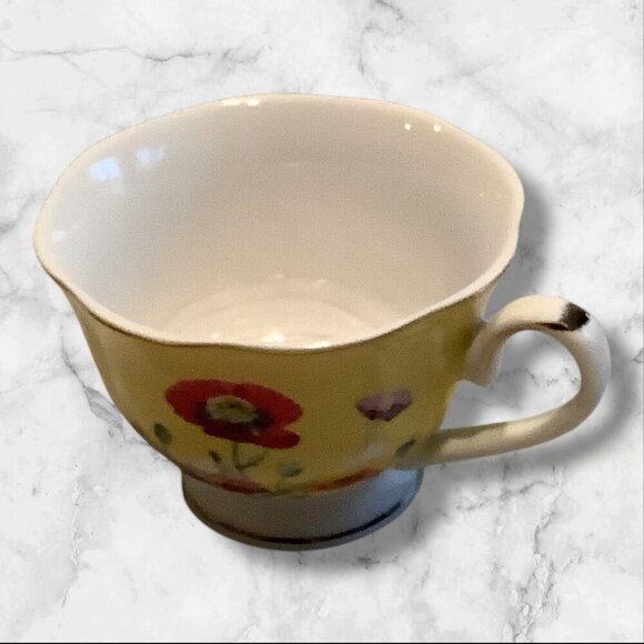 Grace Teaware Poppy Floral Cup & Lattice Saucer Set With Salad Plate 3pc Set - Picture 9 of 16